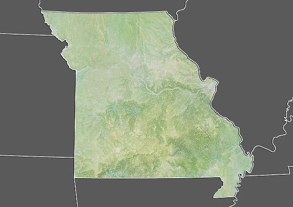 State of Missouri, United States, Relief Map