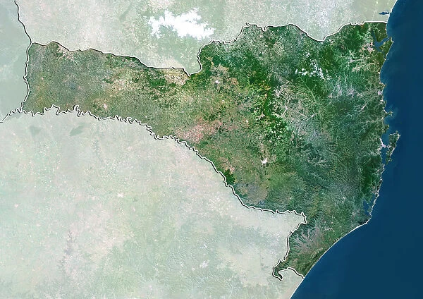 State of Santa Catarina, Brazil, True Colour Satellite Image