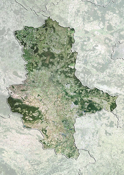 State of Saxony-Anhalt, Germany, True Colour Satellite Image