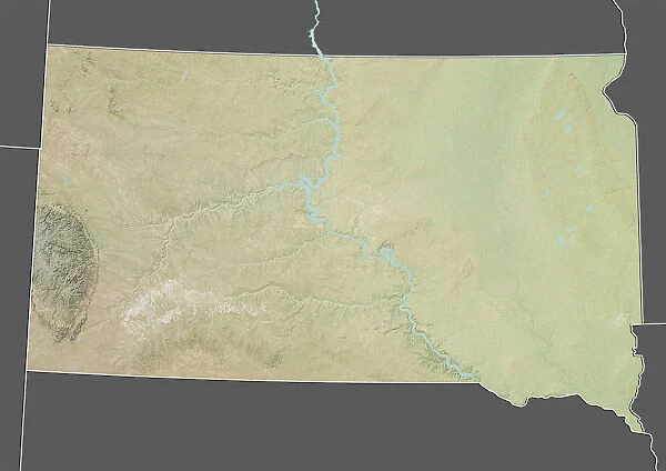 State of South Dakota, United States, Relief Map