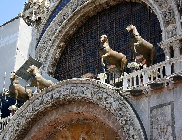 Statues of horses on balcony of Saint Marks Basilica