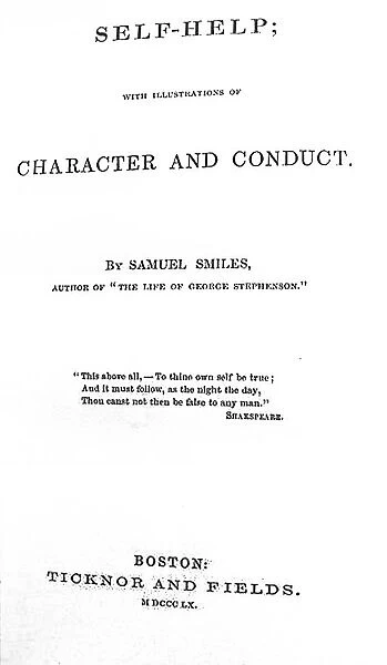 Title page of Self Help by Samuel Smiles (23 December 1812 - 16 April 1904), a Scottish author