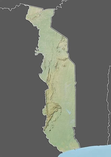 Togo, Relief Map with Border and Mask