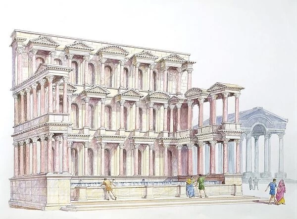 Turkey, Milet (Miletus), reconstruction of nymphaeum, illustration
