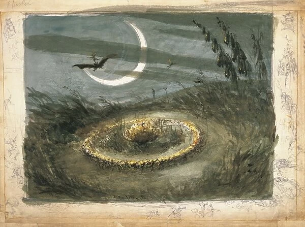 United Kingdom, England, London, Ring of Fairies Dancing in the Moonlight by George Cruikshank (1792 -1878), watercolor