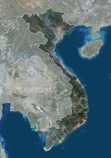 Vietnam with borders and mask