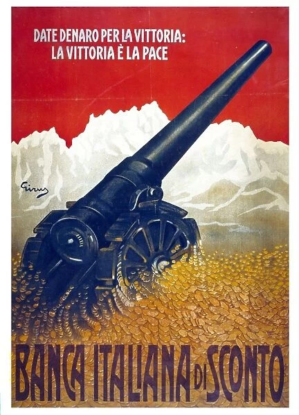 World War I Italian poster: Prestito Nazionale di Guerra Poster shows a crowd of