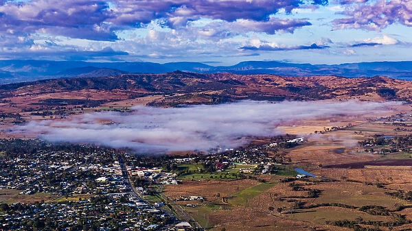 The area covered with morning fog in the Scenic Rim Region, Queensland, Australia