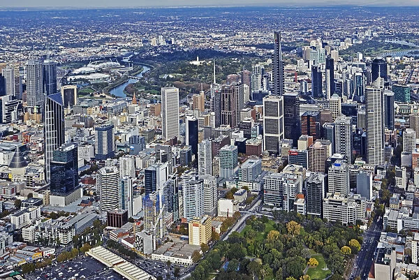 Birds eye view of skyline of Melbourne