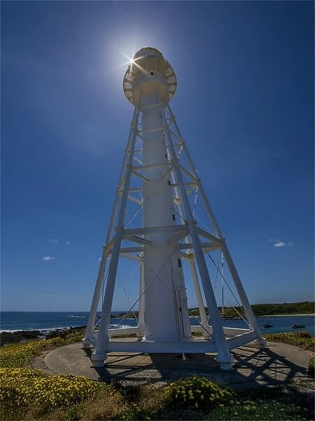 Currie lighthouse and sunstar, King Island, Bass Strait, Tasmania