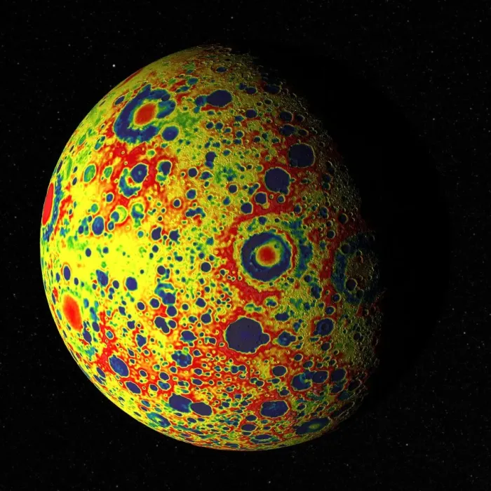 Framed Print : Free-Air Gravity Map of the Moon Print Framed Print : Free-Air Gravity Map of the Moon Print