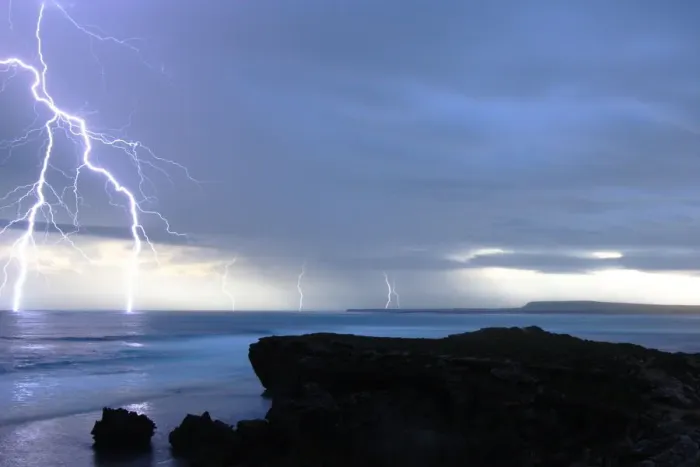 Framed Print : Australian Views Print: Fork Lightning over Ocean Framed Print : Australian Views Print: Fork Lightning over Ocean