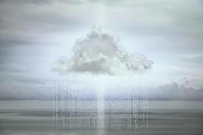 Framed Print : Cloud Computing Print: Data Falling from Cloud Framed Print : Cloud Computing Print: Data Falling from Cloud