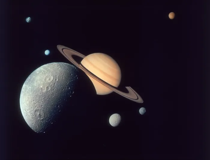 Framed Print : Saturn Moons Print