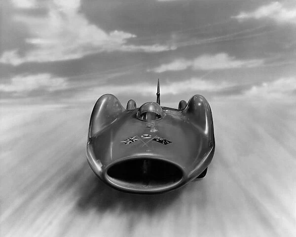 Speedster. circa 1963: Sir Donald Campbells car Bluebird which will attempt