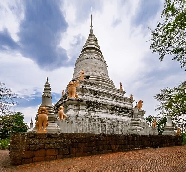 View of the Main Stupa at Wat Phnom (Temple of the Mountains), Phnom Penh, Cambodia