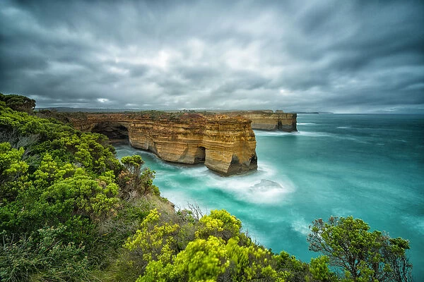 Wet Summer in Great Ocean Road, high cliffs in the early morning