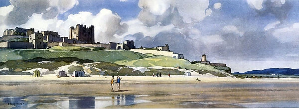 Bamburgh Castle, Northumberland, BR (NER) carriage print, c 1950s