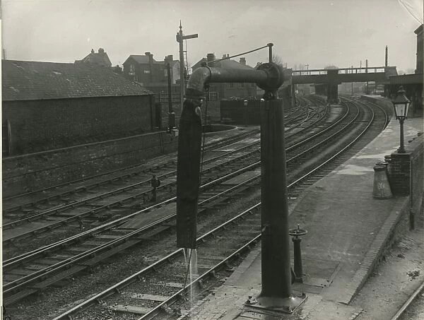 Bishops Stortford station, looking South from North signal box. Showing water column
