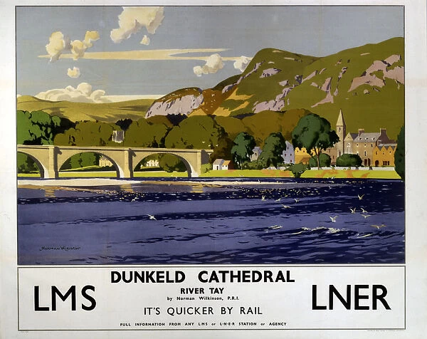 Dunkeld Cathedral - River Tay, LMS  /  LNER poster, 1923-1947