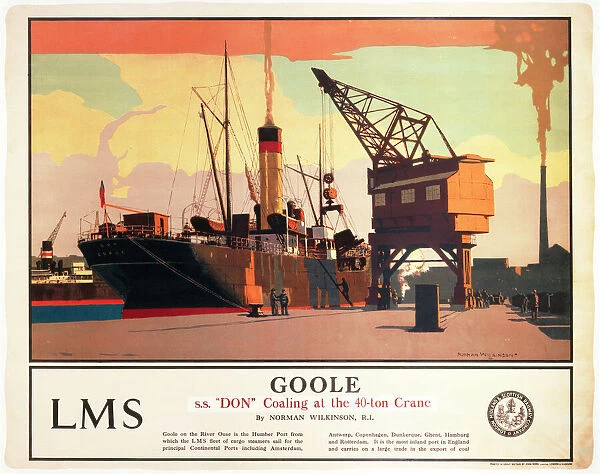 Goole - SS Don Coaling at the 40-ton Crane, LMS poster 1923-1947