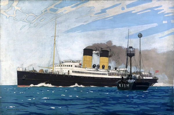 Steamer Passing Kish Lightship between Dublin and Holyhead, c 1935