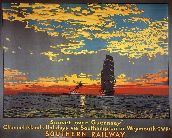Sunset over Guernsey, SR poster, 1939