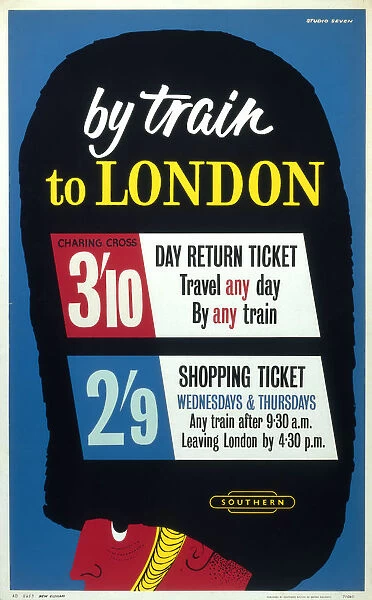 By Train to London, 1960. British Railways poster, 1960