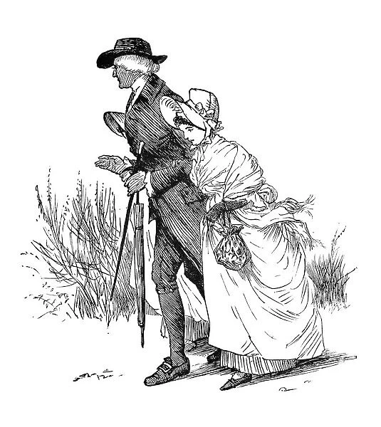 19th century man and woman out for a walk
