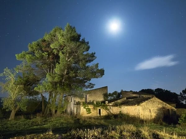 Abandoned farmhouse one night of full moon
