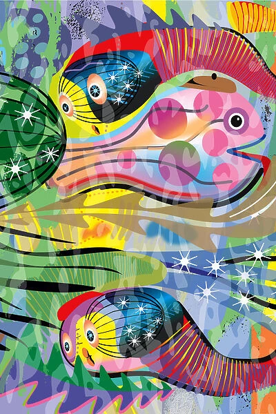 Abstract flowing aqua marine abstract digital illustration