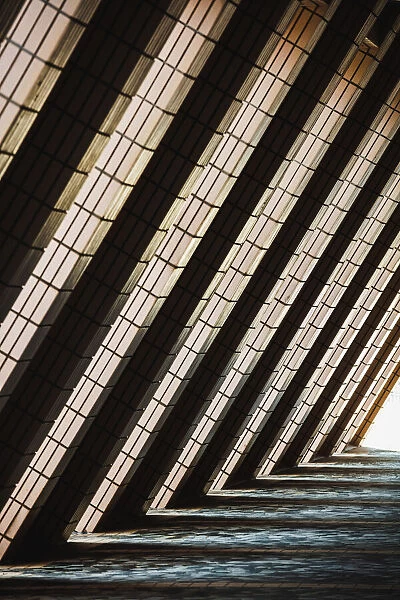Abstract, triangle shaped corridor in Hong Kong