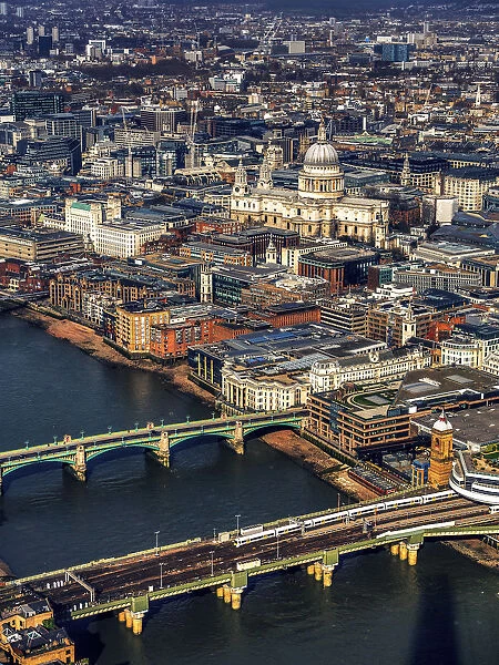 Aerial view of London and St Pauls Cathedral
