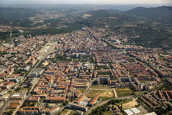 Aerial view, overview of the old town, Girona, Catalonia, Spain