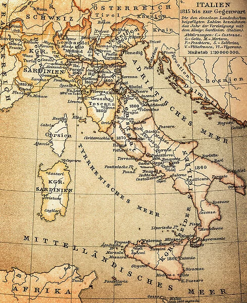Italy. Antique illustration of Italy
