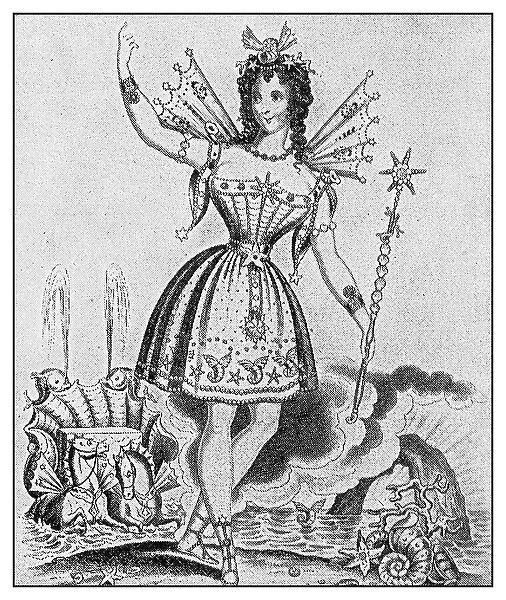 Antique illustration: Mrs Honey as the fairy of the silver lake