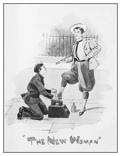 Antique illustration: Shoeshiner