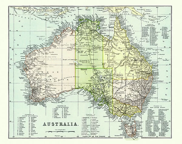 Antique Map of Australia Late 19th Century