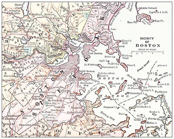 Antique map: Boston