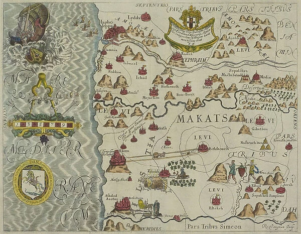 Antique map of tribes in the holy land