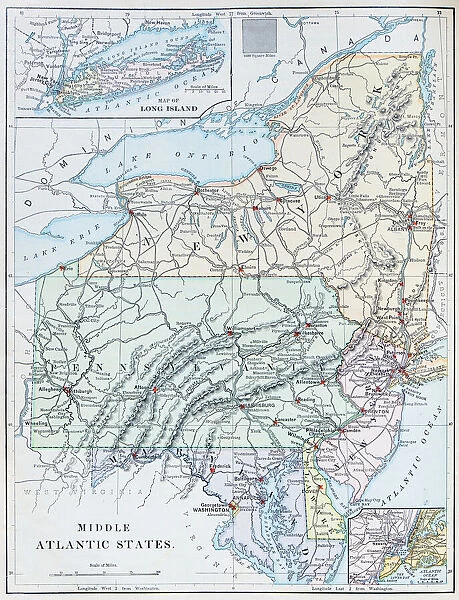Antique map: USA - Middle Atlantic States