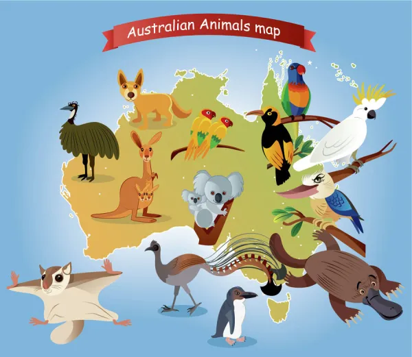 Australian Animals Map. Available as Framed Prints, Photos, Wall Art and other products #14637337 Australian Animals Map. Available as Framed Prints, Photos, Wall Art and other products #14637337