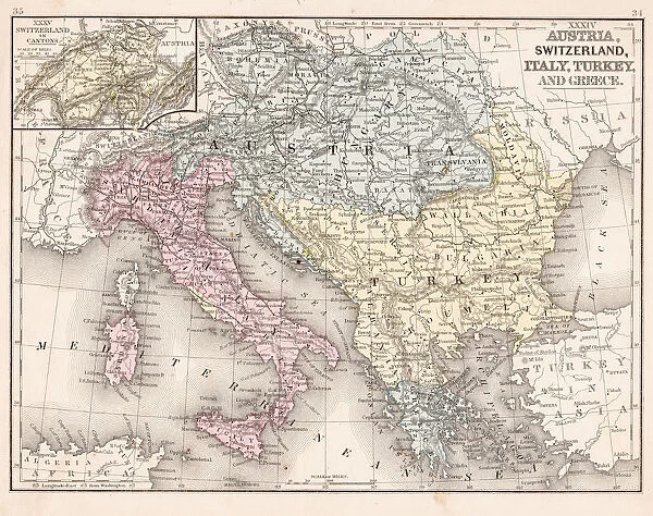 Austria Switzerland Italy map 1867