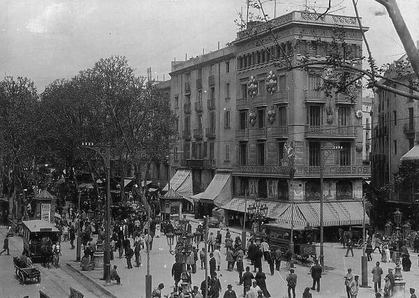 Barcelona. circa 1900: La Rambla de las Flores, Barcelona