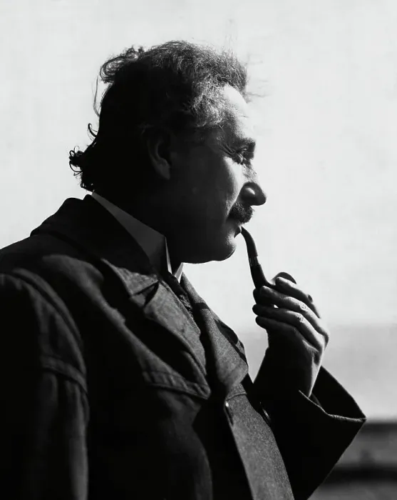 Framed Print : Albert Einstein Smoking Pipe Print in Profile Framed Print : Albert Einstein Smoking Pipe Print in Profile