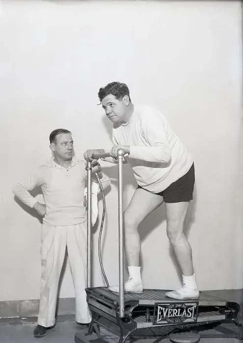 Framed Print : Babe Ruth on Running Machine Print, 1932 Framed Print : Babe Ruth on Running Machine Print, 1932