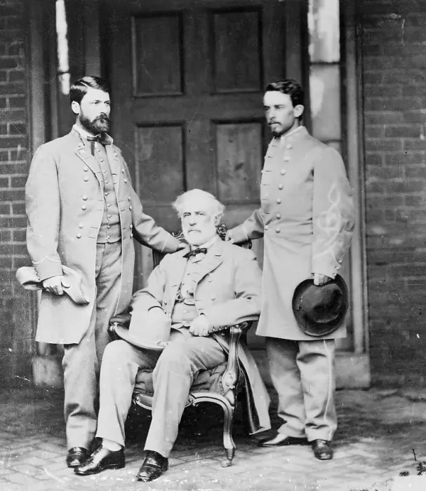Framed Print : Robert E. Lee Print featuring the General with Son and Aide Framed Print : Robert E. Lee Print featuring the General with Son and Aide