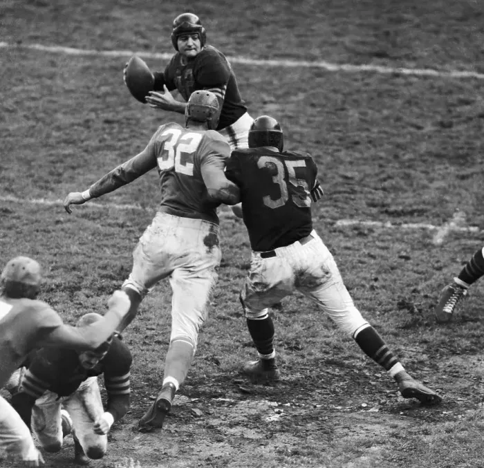 Framed Print : Sid Luckman Throwing a Pass Print - Polo Grounds, 1940 Framed Print : Sid Luckman Throwing a Pass Print - Polo Grounds, 1940