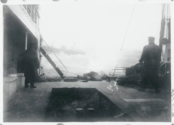 Framed Print : View of Distant Ship from Another Deck Print