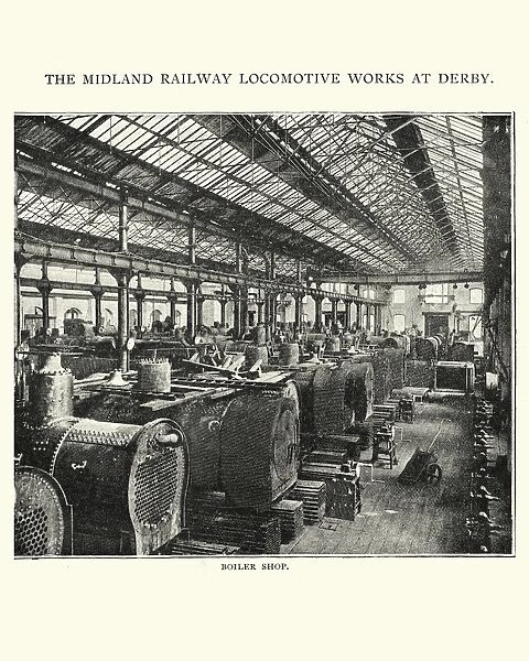 Boiler shop Midland railway locomotive works at Derby, 1892